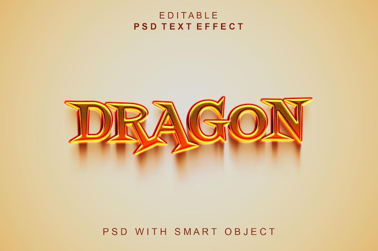 PSD efecto de texto 3d del dragón