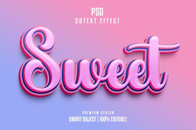 Efecto de texto 3d dulce