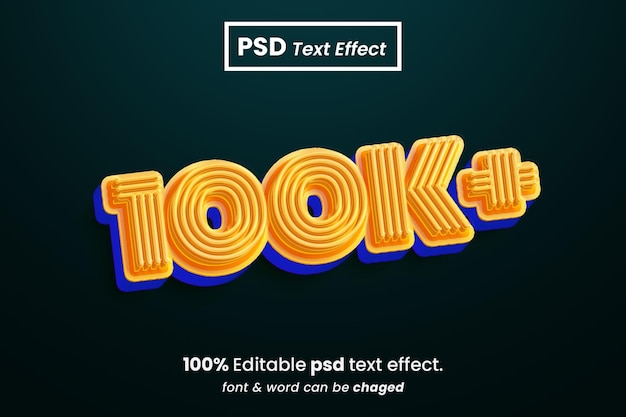 PSD efecto de texto 3d editable de 100k