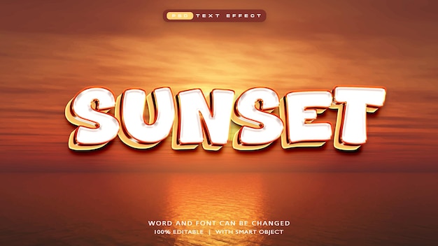 Efecto de texto 3D editable para el atardecer