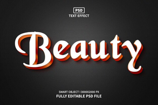 Efecto de texto 3D editable de belleza PSD