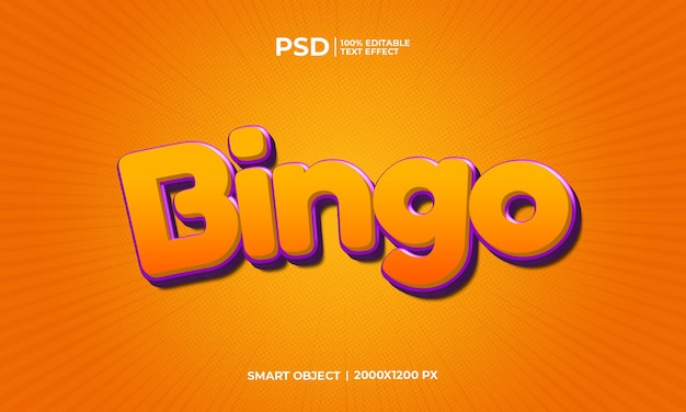 Efecto de texto 3d editable de bingo