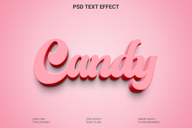 Efecto de texto 3D editable para caramelos