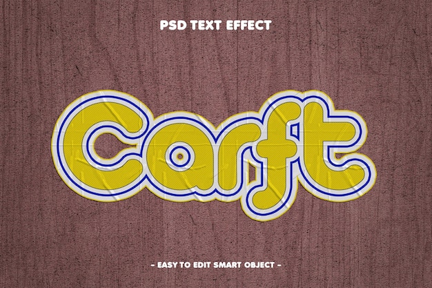 Efecto de texto 3D editable de Carft