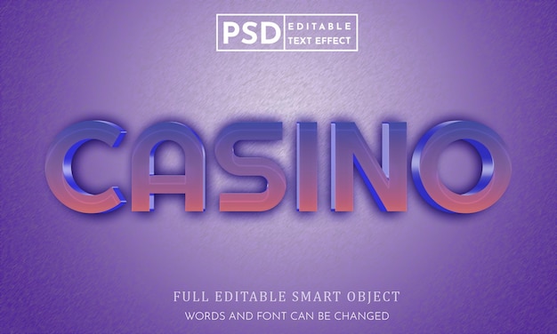 Efecto de texto 3d editable de casino