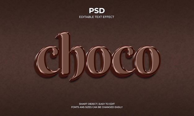 Efecto de texto 3d editable Choco