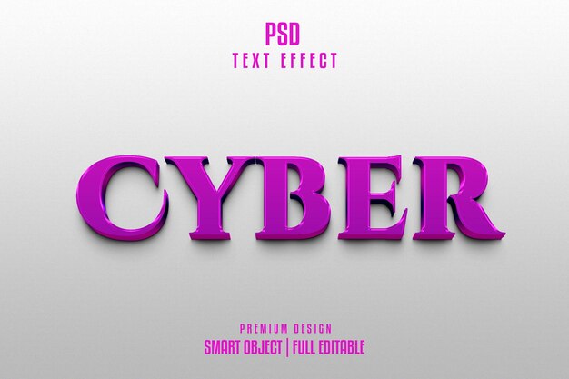 Efecto de texto 3D editable en el ciberespacio