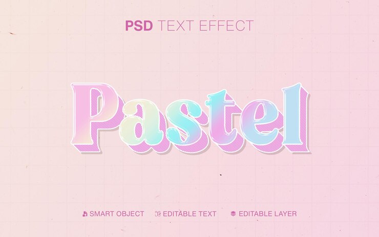 PSD efecto de texto 3d editable de color rosa con gradiente pastel