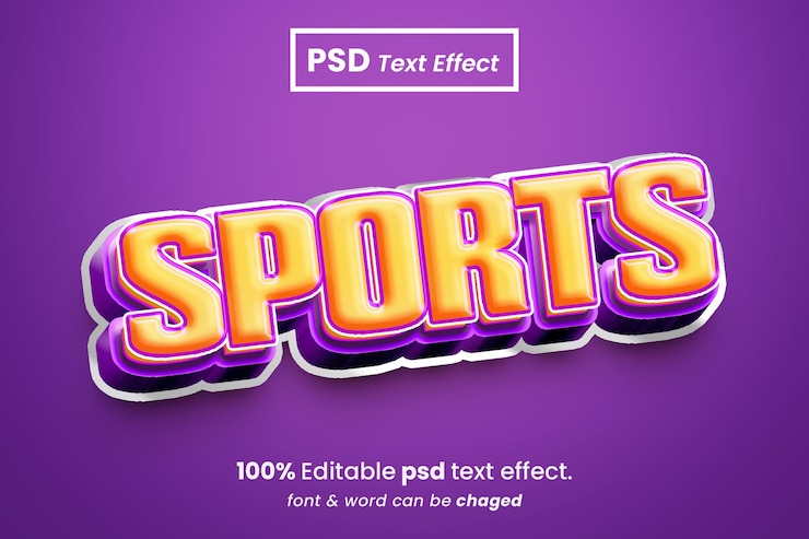 PSD efecto de texto 3d editable de deportes