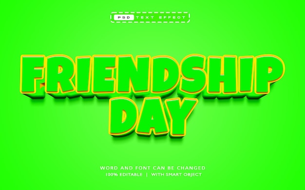 Efecto de texto 3D editable para el Día de la Amistad