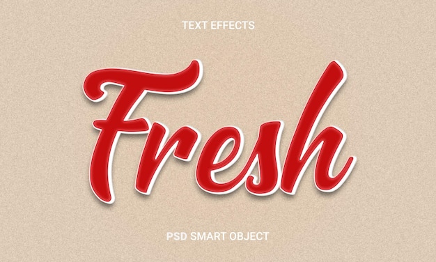 Efecto de texto 3d editable fresco con objeto inteligente