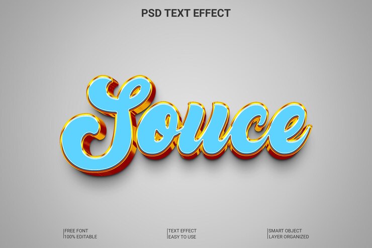 Efecto de texto 3D editable de Jouce