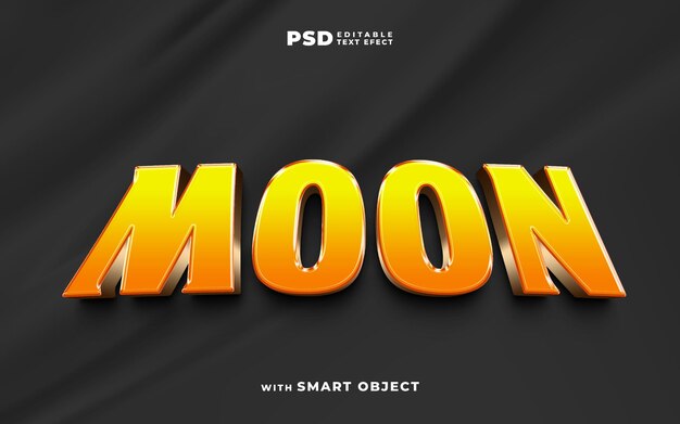 efecto de texto 3d editable luna