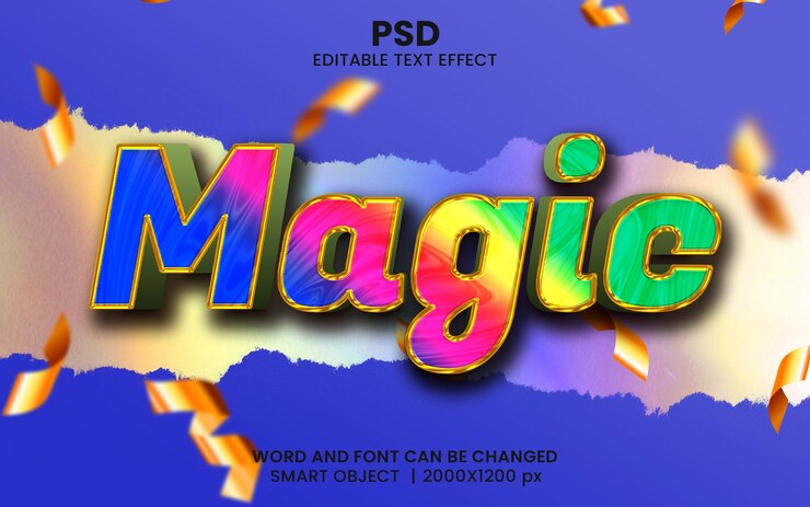 PSD efecto de texto 3d editable mágico