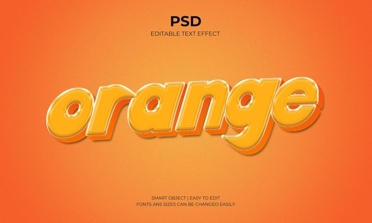 PSD efecto de texto 3d editable naranja
