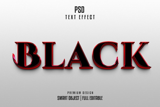 Efecto de texto 3D editable en negro