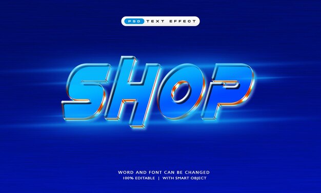 Efecto de texto 3D editable de Neon Shop