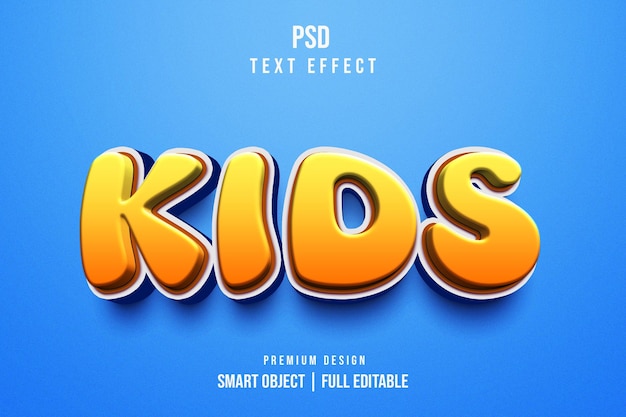 Efecto de texto 3d editable para niños