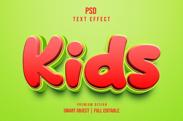 PSD efecto de texto 3d editable para niños