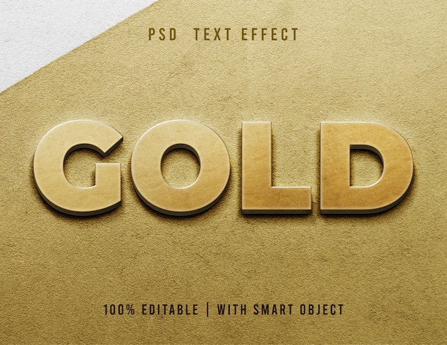 Efecto de texto en 3D editable oro