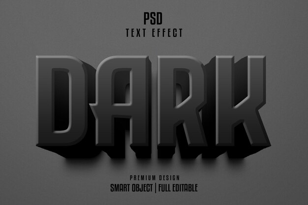 PSD efecto de texto 3d editable oscuro modelo psd