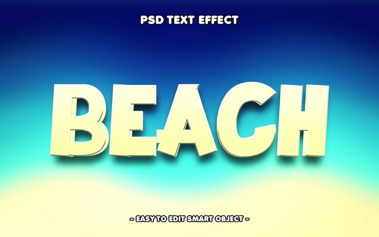 PSD efecto de texto 3d editable en la playa