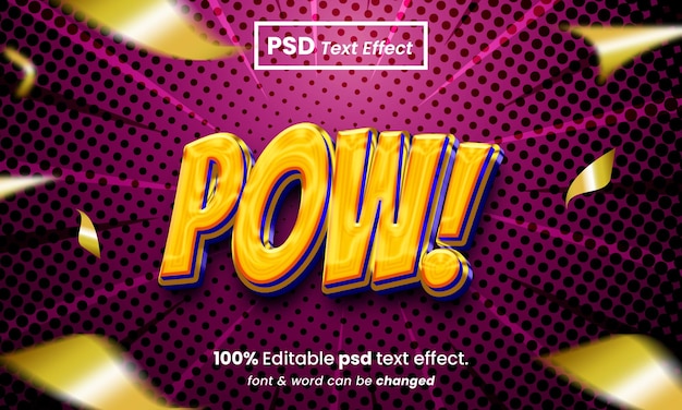 Efecto de texto 3d editable pow