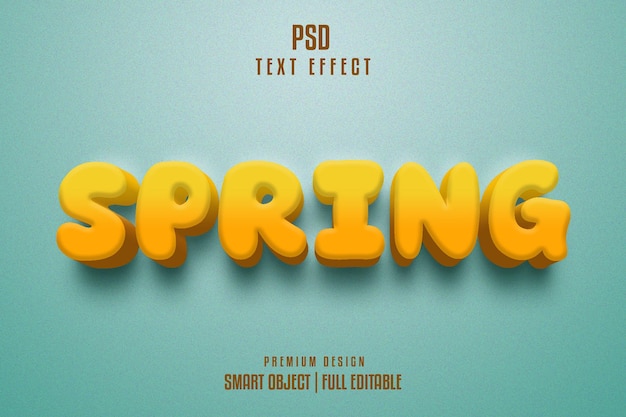 Efecto de texto 3d editable de primavera