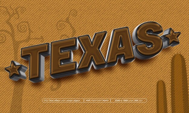 PSD efecto de texto 3d editable de psd texas