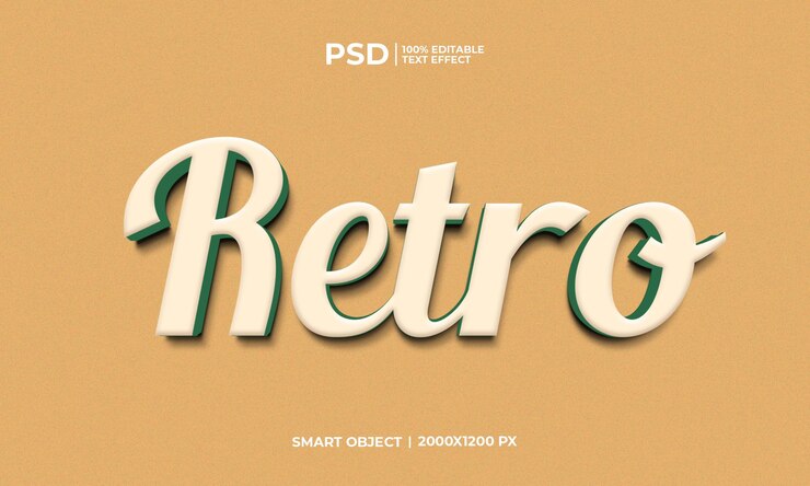 PSD efecto de texto 3d editable retro