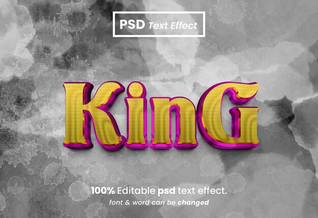 PSD efecto de texto 3d editable rey