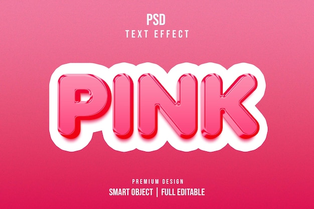 Efecto de texto 3d editable rosa