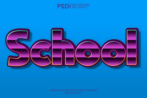 Efecto de texto 3D de la escuela
