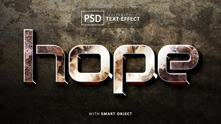 PSD efecto de texto 3d de esperanza editable