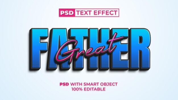 Efecto de texto 3D Estilo gran padre Efecto de texto editable