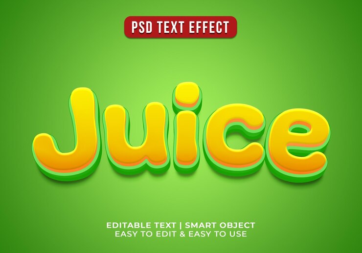 PSD efecto de texto 3d de estilo jugo editable