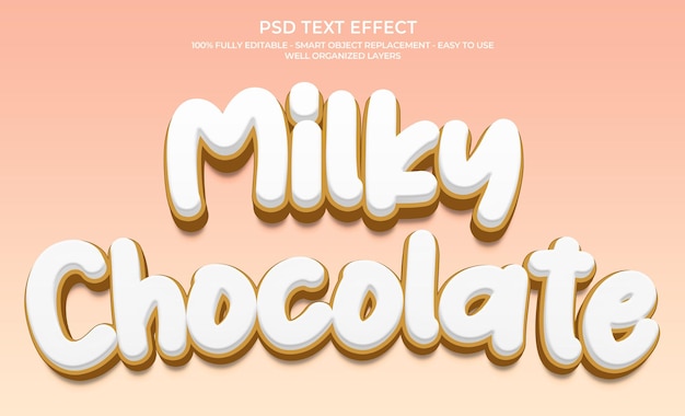 Efecto de texto 3D de estilo leche editable