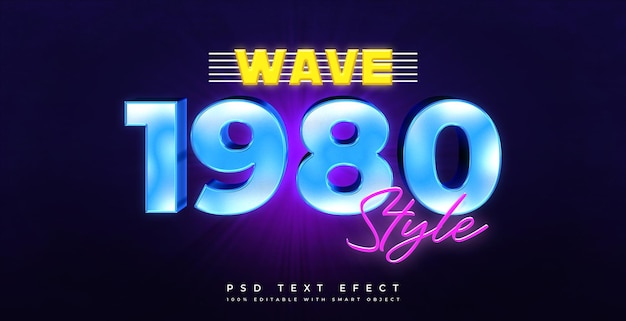 PSD efecto de texto 3d de estilo retro de los años 80