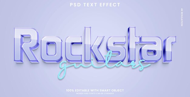 Efecto de texto 3d de estilo rockstar de cristal editable