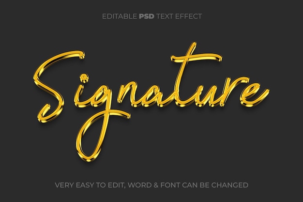 Efecto de texto 3D de la firma