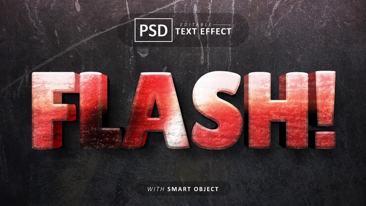 PSD efecto de texto 3d flash rojo editable