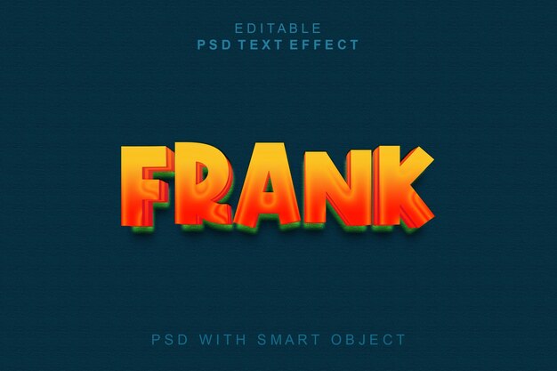 PSD efecto de texto 3d de frank