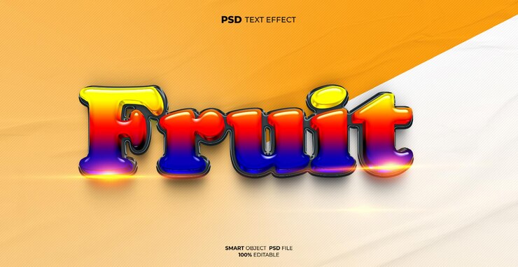PSD efecto de texto 3d de frutas editable en psd