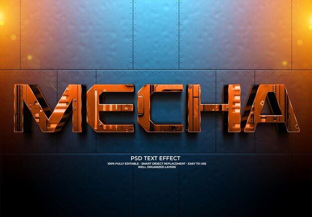 Efecto de texto 3D futurista de MECHA
