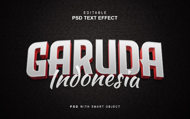 Efecto de texto 3d de garuda psd