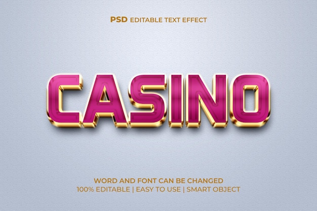 Efecto de texto 3d de Gold Casino