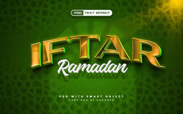 PSD efecto de texto 3d gold ramadan iftar