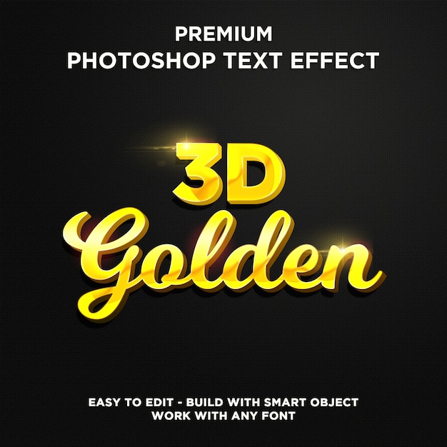 Efecto de texto 3D Golden Premium