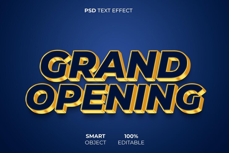 PSD efecto de texto 3d de gran inauguración