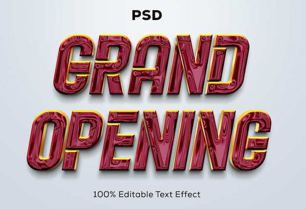 PSD efecto de texto 3d de gran inauguración